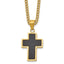 Cross Pendant Necklace in Stainless Steel with Carbon Fiber Inlay