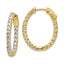 Sterling Shimmer Sterling Silver Gold-tone Flash Gold-plated 42 Stone 2.5mm CZ In and Out Oval Hinged Hoop Earrings