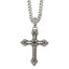Sophia Jewelers Men's Stainless Steel Cross Pendant with Black Agate on 24 Curb Chain