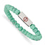 Stainless Steel Polished with Red Enamel Medical ID 6.5mm Turquoise Glass Beaded Stretch Bracelet