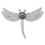 Sterling Silver Rhodium-plated 8-9mm Black Button Freshwater Cultured Pearl and CZ Dragonfly Brooch
