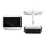 Rhodium-Plated Sterling Silver Onyx Cuff Links