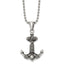 Chisel Stainless Steel Antiqued and Polished Anchor with Rope Pendant on a 24 inch Ball Chain Necklace