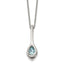 Chisel Stainless Steel Polished Blue Glass Teardrop Pendant on a 17.75 inch Cable Chain with a 2 inch Extension Necklace