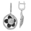 Sterling Silver 925 CZ Dangle Earrings with Multi-Color Floral Design