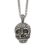 Sophia Jewelers Men's Antiqued Stainless Steel Skull Pendant Necklace Gift Ready