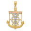 14K Tri-Color Gold Mariner's Cross Pendant with Diamond-Cut Textured Finish