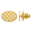 14K Gold Men's Checkered Oval Tie Tac with Polished Grooved Design