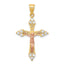 10K Two-Tone Gold CZ Crucifix Pendant with Polished Finish