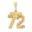 14K Gold Diamond-Cut Number 72 Charm Polished, Medium