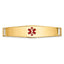 14K Gold Polished Medical ID Bracelet with Red Enamel Engravable Charm