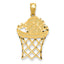 14K Yellow Gold Basketball Pendant with Polished Diamond-Cut Design for Men