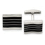 Black Cat's Eye Rectangle Cufflinks in Stainless Steel