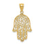 14K Gold Filigree Hamsa Pendant with Solid Craftsmanship and Elegant Design