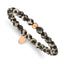 Stainless Steel Polished Rose IP-plated 6mm Black and White Agate Beaded Stretch Bracelet for Women