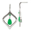 Stainless Steel Polished & Antiqued Cubic Zirconia Drop Dangle Earrings for Women