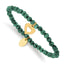 Stainless Steel Polished Yellow IP-plated Heart 4mm Green Jade Beaded Stretch Bracelet for Women