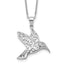 Sterling Silver CZ Hummingbird Necklace with Rhodium-Plated Finish