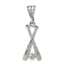 Sterling Silver 925 Baseball Charm with Two Bats & Ball Polished