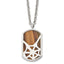 Tiger's Eye Spider Web Dog Tag Necklace in Stainless Steel