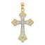10K W/ Rhodium Scalloped Edges Cross Charm