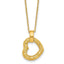 14K Polished Textured and Diamond-cut Fancy Heart Pendant 16 Inch Necklace with 2.25 Inch Extender