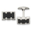 Brushed & Polished Cufflinks in Black IP-Plated Stainless Steel