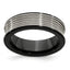 Grooved Concave Wedding Band in Black Titanium & Titanium, 7mm