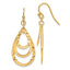 Sterling Silver Gold-tone Polished & Diamond-cut Triple Teardrop Dangle Ear