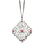 Stainless Steel Polished w/Red CZ Square 30in w/2in ext Necklace