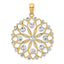 14K Yellow Gold and White Rhodium Diamond-Cut Flower Pendant Elegant and Fancy Design