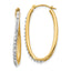 14K Gold Diamond Fascination Oval Twist Hoop Earrings Polished, Elegant Design