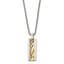 Chisel Stainless Steel Polished Yellow IP-plated Center Rectangle Pendant on a 16 inch Box Chain Necklace