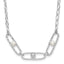 Sterling Silver Rh-plated CZ and Crystal Pearl w/2in ext. Necklace