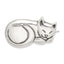 Sterling Silver 925 Antiqued Sleeping Cat Pin for Women