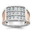 14k White and Rose Gold Mens Polished and Cut-Out 3-Row 1.5 Carat AA Quality Diamond Ring