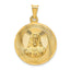 14K Gold Sagrado Corazon Circle Pendant with Polished Finish Solid Design