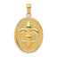 14K Gold Fleur-De-Lis Oval Pendant for Men Polished, Detailed Design