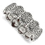 Stainless Steel Antiqued and Polished Oval Stretch Bracelet for Women