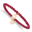 Stainless Steel Polished Rose IP-plated Love 4mm Red Jade Beaded Stretch Bracelet for Women