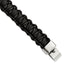 Stainless Steel Polished Rounded Braided Black Leather Bracelet for Men