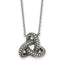 Sterling Silver Polished and Antiqued Beaded Trinity Charm 16 inch Necklace