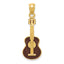 14K Gold Enameled Guitar Pendant for Men with Polished Finish