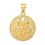 14K Gold Men's Solid Polished Sand Dollar Pendant Textured, Laser-Cut Design