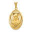14K Gold Sagrado Corazon Oval Pendant with Polished Finish