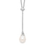 Sterling Silver 925 Polished Pearl CZ Drop Necklace Elegant Women's Jewelry