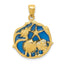 14K Gold Blue Enameled Shell Cluster Pendant with Polished Finish