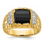 14k Men's Polished and Nugget Textured Onyx and 1/4 Carat Lab Grown Diamond Ring