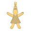 14K Gold Laser Cut Girl Charm Pendant Elegant Yellow Finish