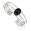Sophia Jewelers Sterling Silver Onyx Cuff Bangle Bracelet with Polished Finish